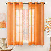 MIULEE Solid Color Fall Elegant Lightweight Grommet Sheer Curtains Orange 42Wx63L